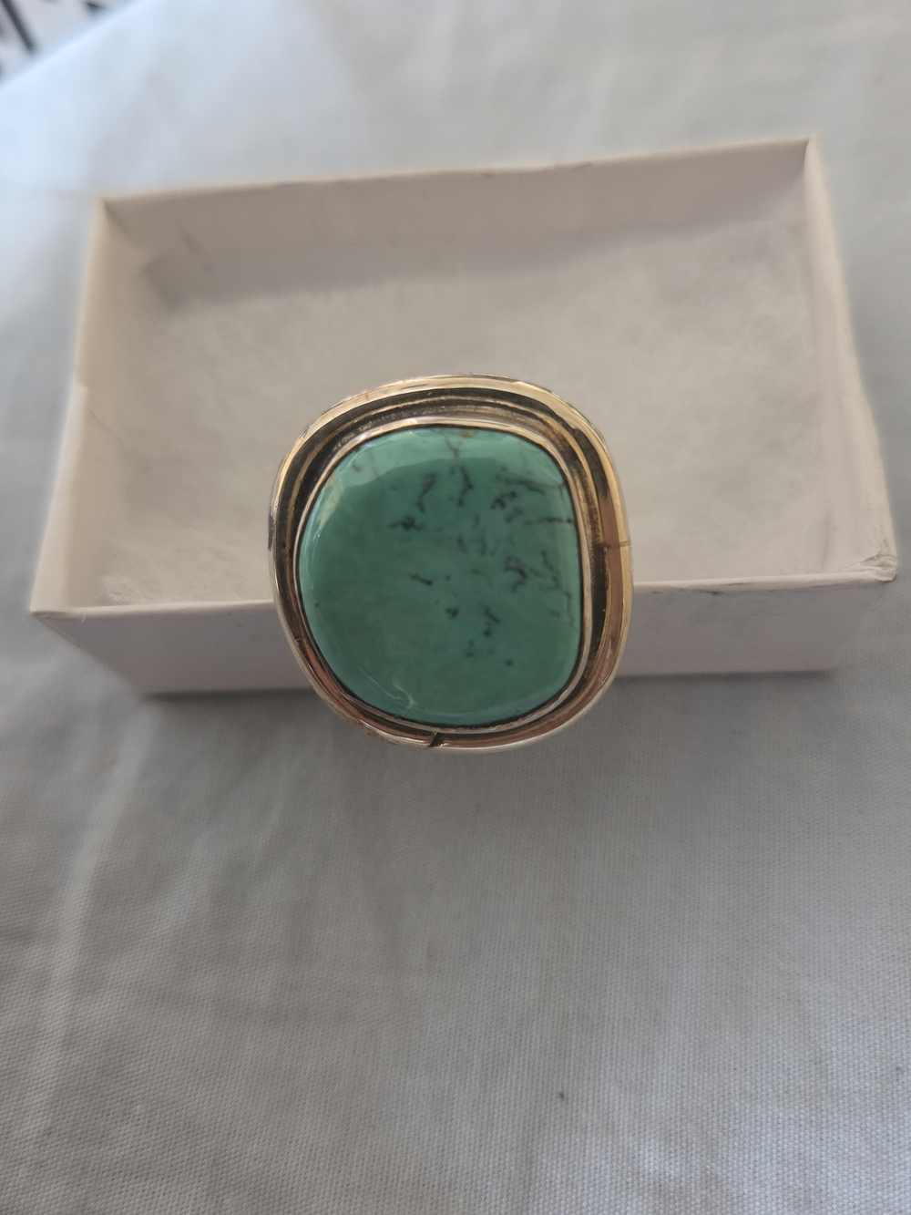 Silver-Tone Ring with Turquoise Stone
